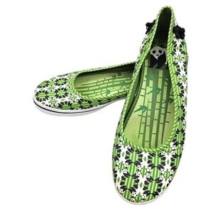 Keds‎ Eleanor Green Stripes & Panda Print Slipon Sneakers Size 9